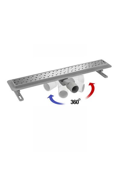 360° Dönerli Lineer Süzgeç - Yan Çıkışlı - Paslanmaz Krom - Seramik Uyumlu ürün görseli