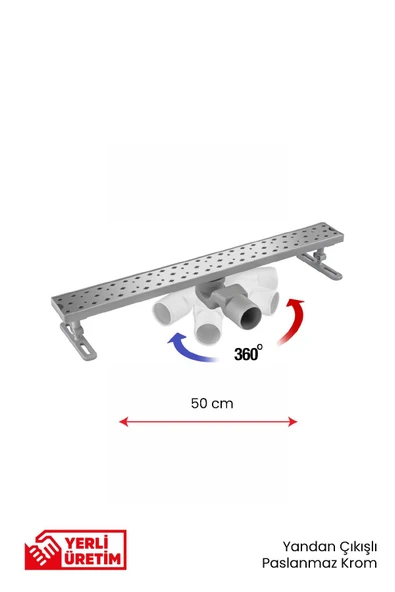 360° Dönerli Lineer Süzgeç - Yan Çıkışlı - Paslanmaz Krom - Resim 2