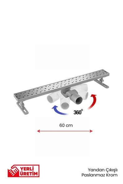 360° Dönerli Lineer Süzgeç - Yan Çıkışlı - Paslanmaz Krom - Resim 2