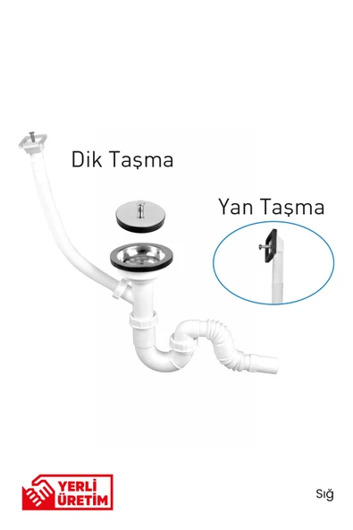 S Tekli Çöpmak Sifonu - Taşmalı Düz Sığ - Resim 2