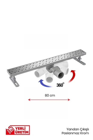 360° Dönerli Lineer Süzgeç - Yan Çıkışlı - Paslanmaz Krom - Resim 2