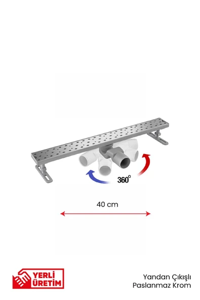 360° Dönerli Lineer Süzgeç - Yan Çıkışlı - Paslanmaz Krom - Resim 2