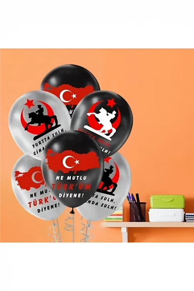 Alsepeteavm Ne Mutlu TÜRK'ÜM Diyene Baskılı Metalik Balon 12"