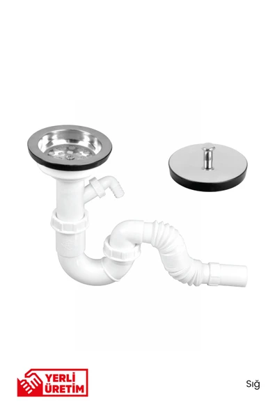 S Tekli Çöpmak Sifonu - Körüklü Düz Sığ Tek Rekorlu - Resim 2