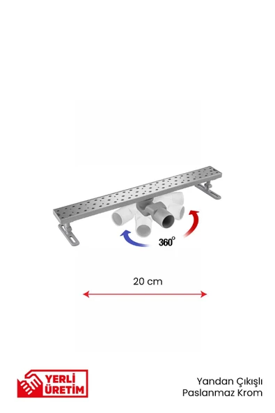 360° Dönerli Lineer Süzgeç - Yan Çıkışlı - Paslanmaz Krom - Resim 2
