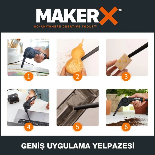 WORX WX747.9 MAKERX 20Volt Kömürsüz Profesyonel Mini Üfleyici (Akü Dahil Değildir) - 9