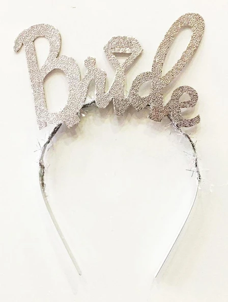 Alsepeteavm Gümüş Renk Bekarlığa Veda İtalik Yazı Alyanslı Bride Taç