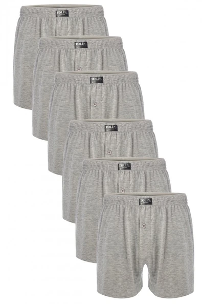 Tolin 6 Lı 100 Pamuk Erkek Gri Melanj Düz Renkli Süprem Boxer Seti 415GM ürün görseli