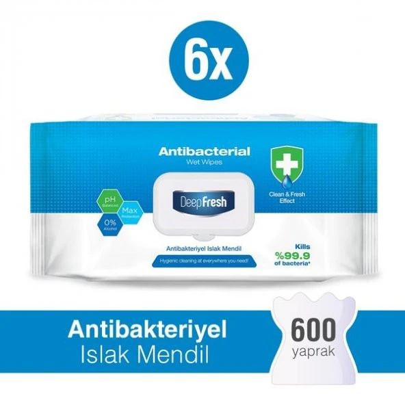 Deep Fresh Antibakteriyel Islak Mendil 6 x 100 Yaprak