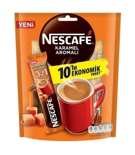 Nestle Nescafe 3ü 1 Arada Karamelli Kahve 10 lu Paket 17,7 gr