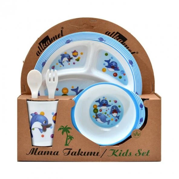 Yunus Melamin Bebek Mama Yemek Tabağı Kabı Bardak Kaşık 5li set ürün görseli