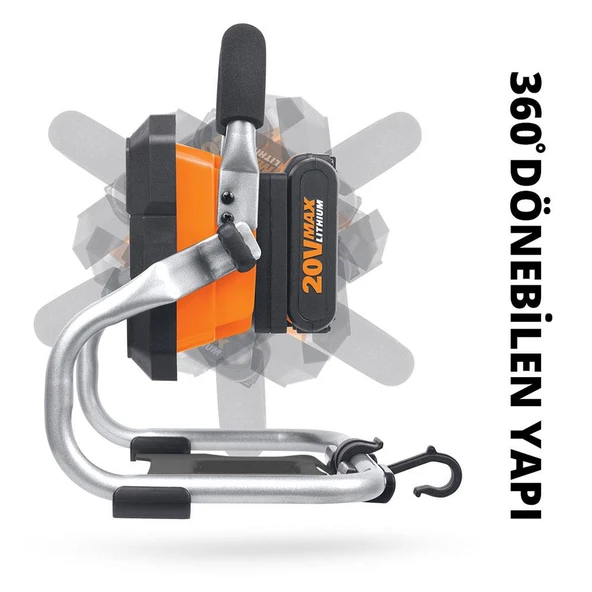 WORX WX026.9 20Volt 1500 Lümen Profesyonel Led Projektör (Akü Dahil Değildir) - 7
