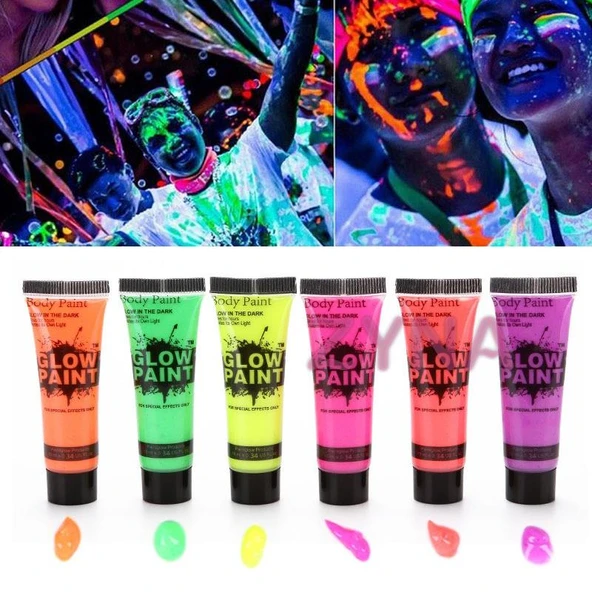 Alsepeteavm Neonlu Glow Parti Yüz Boyası 6 Renk 6 Adet