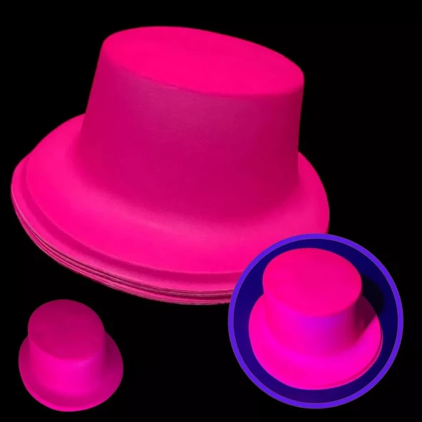 Alsepeteavm Neon Partisi Pembe Renk Plastik Fötr Şapka