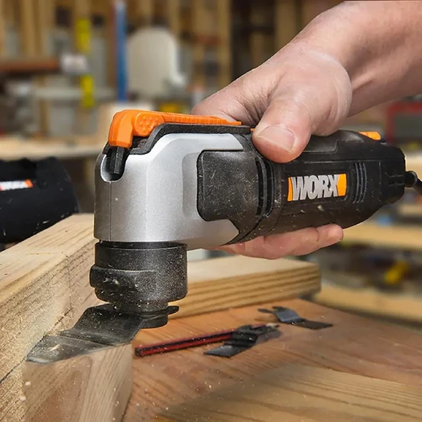 WORX WX686 250Watt Profesyonel Çok Amaçlı Devir Ayarlı Kesme Raspalama ve Zımpara + 19 Adet Aksesuar - 4
