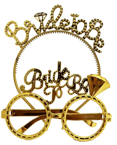 Alsepeteavm Bride To Be Yazılı Taç ve Bride To Be Yazılı Gözlük Seti Altın Renk