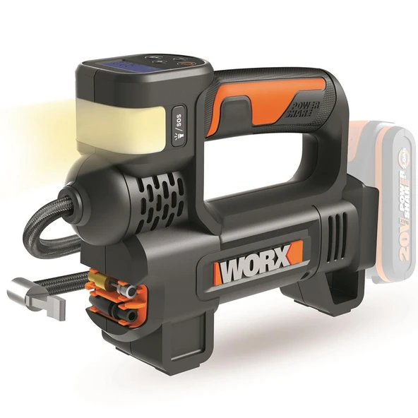 WORX WX092.9 20Volt 150 PSI Ayarlanabilir Dijital Basınç Göstergeli Hava Pompası + LED Lamba (Akü Dahil Değildir) - 6
