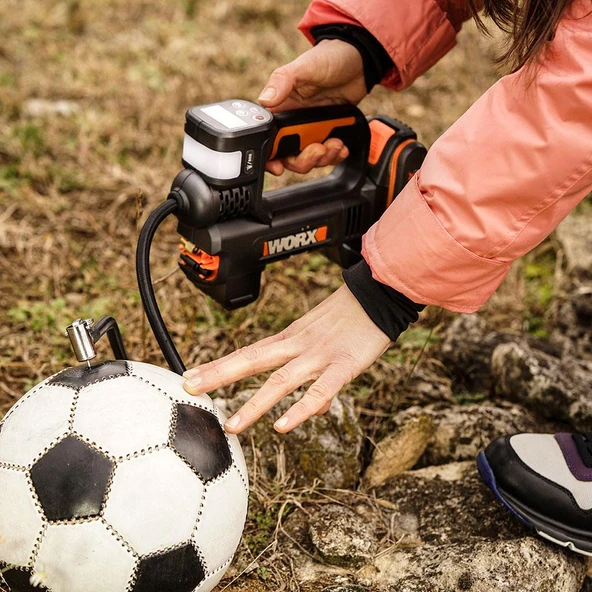 WORX WX092.9 20Volt 150 PSI Ayarlanabilir Dijital Basınç Göstergeli Hava Pompası + LED Lamba (Akü Dahil Değildir) - 9