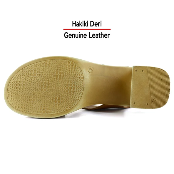 Erkan Saçmacı Ofelia Taba Hakiki Deri Delik Detaylı Tokalı Topuklu Sandalet - 6