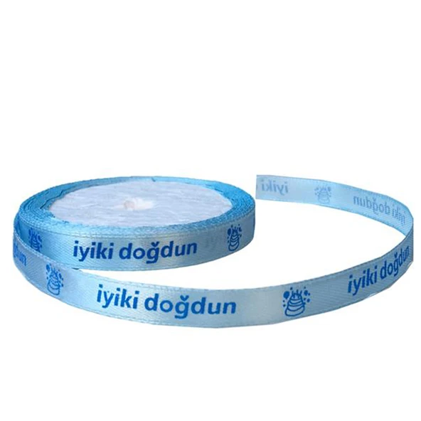 Kurdele İyiki Doğdun Yazılı 1 CM (10 Metre)  Mavi