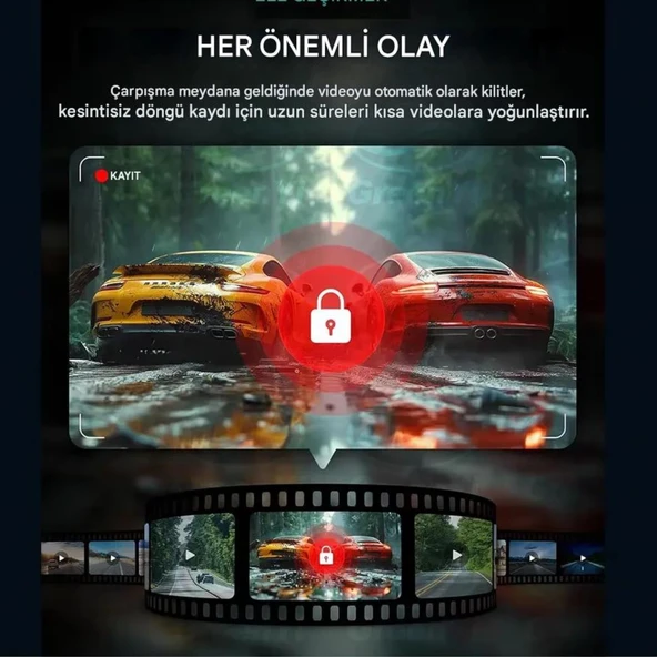 F8 4K UHD Araç İçi Kamera 128GB – Wi-Fi, IR Gece Görüşü, APP Kontrol DashCam - 3