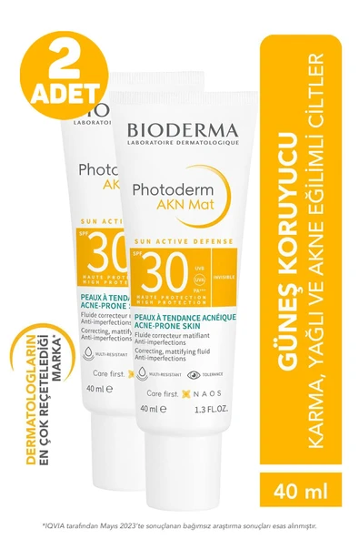 Bioderma Akn Mat Güneş Kremi 40 ml 2 Adet