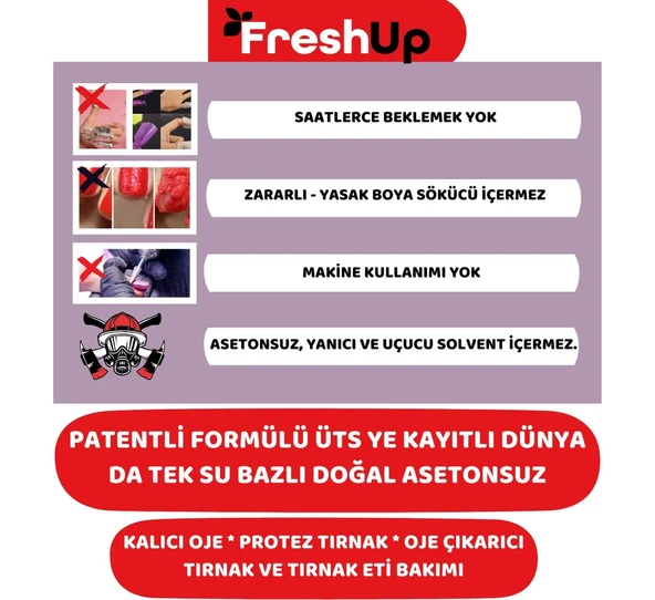 FRESH UP ASETONSUZ, DOĞAL, KALICI OJE, PROTEZ TIRNAK ÇIKARICI JEL, ÇİLEK - 5