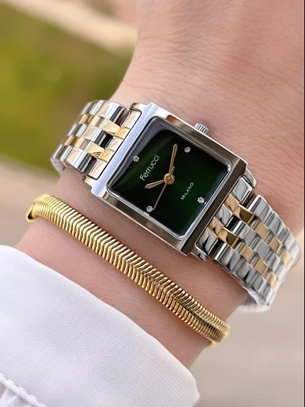 Ferrucci Çelik Kordon 2 Yıl Garantili 3 Atm Suya Dayanıklı Kadın Kol Saati+Bileklik BFC.03410.05 ürün görseli