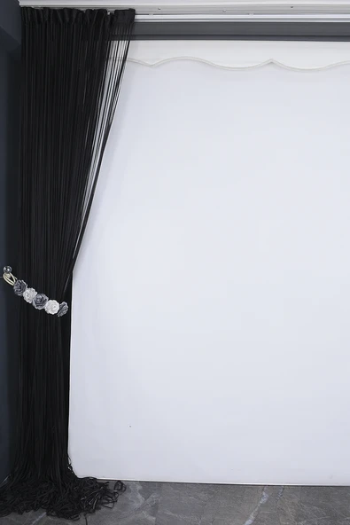 DÜZ İP PERDE 0.80 mm ANTRASİT RENK 300 Cm En 280 Cm Boy HAZIR YASSI KALIN ŞERİT İP PERDE - Resim 4