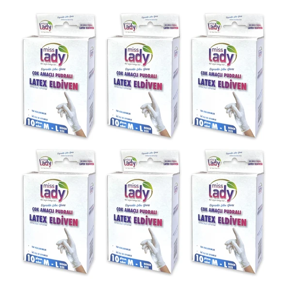 Miss Lady Latex Eldiven 10 lu x 6 Paket
