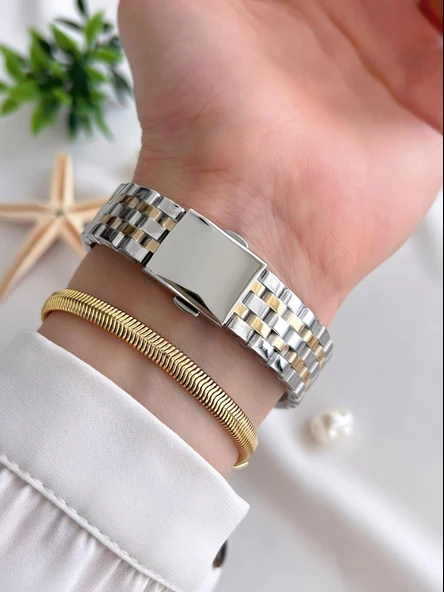 Ferrucci Çelik Kordon 2 Yıl Garantili 3 Atm Suya Dayanıklı Kadın Kol Saati+Bileklik BFC.03410.05 - Resim 3