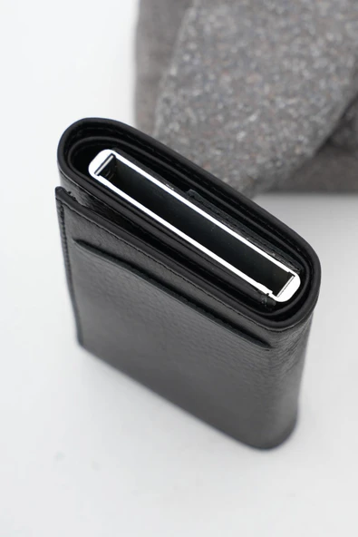 Erkek Mekanizmalı Deri Cüzdan Siyah 113570 - 4