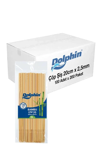 Alsepeteavm  Dolphin Bambu Çöp Şiş 20cm X 2,5 Mm 100lü X 200 Paket (koli)