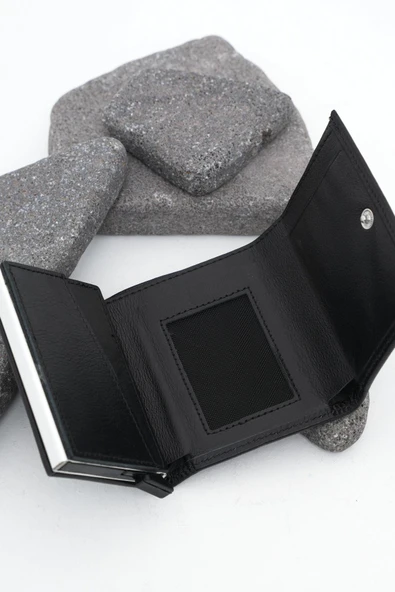 Erkek Mekanizmalı Deri Cüzdan Siyah 113570 - 3