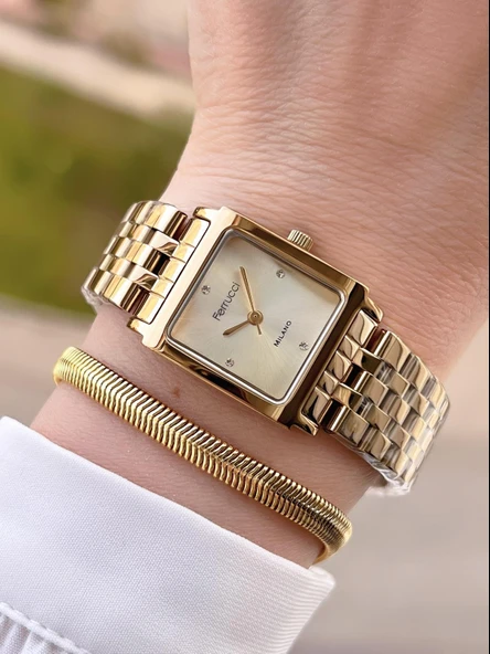 Ferrucci Çelik Kordon 2 Yıl Garantili 3 Atm Suya Dayanıklı Kadın Kol Saati+Bileklik BFC.03410.03 ürün görseli