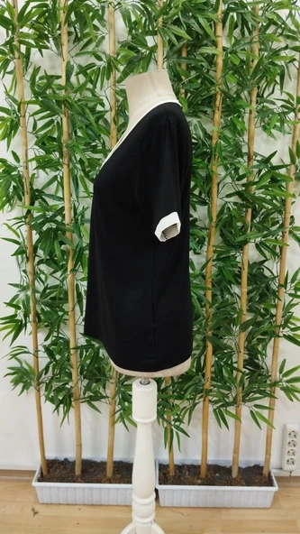 Lucky Life Kadın Kısa Kollu V Yakalı Viskon Bluz - Resim 7