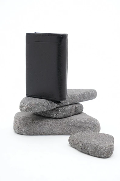 Erkek Mekanizmalı Deri Cüzdan Siyah 113570 - 5