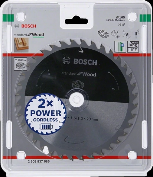 BOSCH 165 x 1,5 x 20 mm 36 Diş Ahşap Elmas Daire Testere Bıçağı - Resim 11