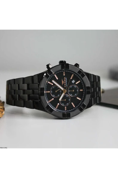 Ferro FM31378A-G Quartz Çelik Siyah 46 mm Erkek Kol Saati - 3