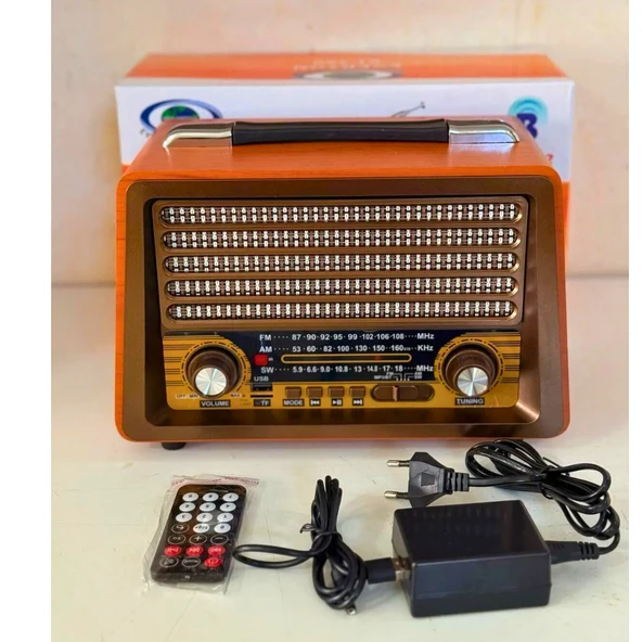 Gerçek Ahşap Eskitme Görünümlü RT-750 Nostaljik Müzik Kutusu – 3 Band Radyo / Bluetooth / USB - 9