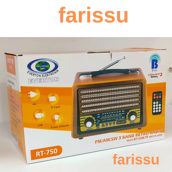 Gerçek Ahşap Eskitme Görünümlü RT-750 Nostaljik Müzik Kutusu – 3 Band Radyo / Bluetooth / USB - 7