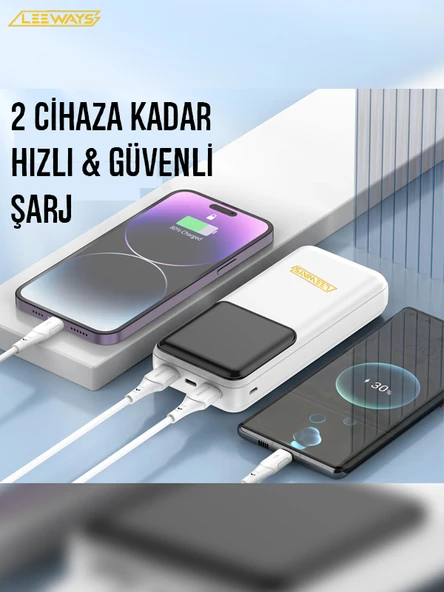 20.000 mAh Taşınabilir Kablolu Şarj Cihazı Powerbank - 3