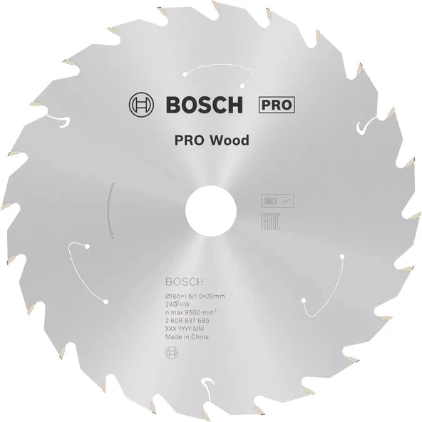 BOSCH 160x20x1,5 mm 24 Diş PRO Wood Ahşap Elmas Daire Testere Bıçağı