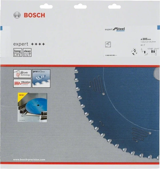 BOSCH Expert Metal 305x2.6x25.4 mm 60 Diş Elmas Uçlu Metal Kesme Daire Testeresi (2608643060) - 3
