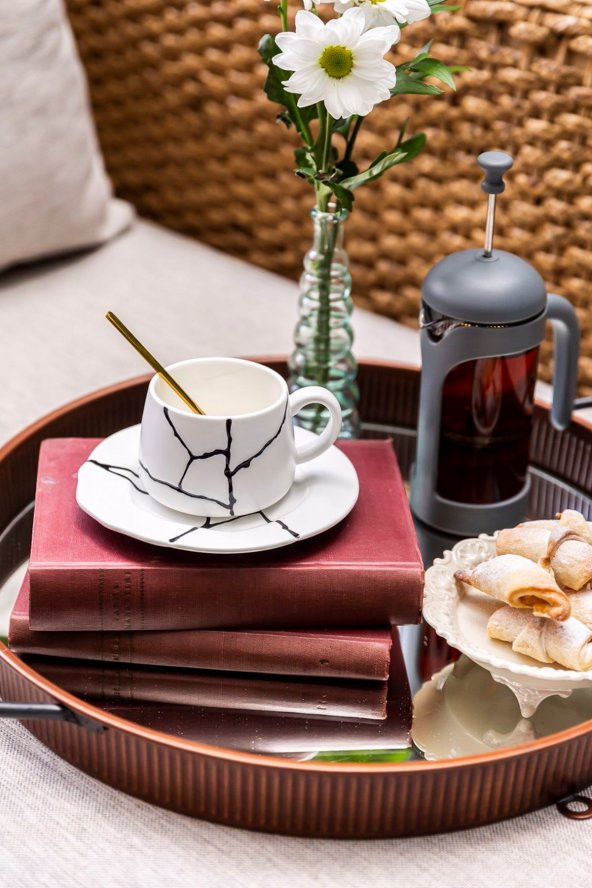 Beyaz Marble Kupa Bardağı & Fincan (2) ürün görseli