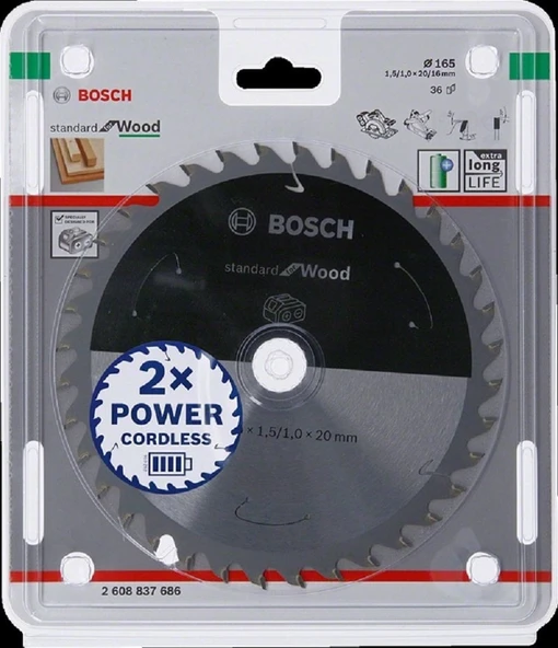 BOSCH 165 x 1,5 x 20 mm 36 Diş Ahşap Elmas Daire Testere Bıçağı - Resim 12