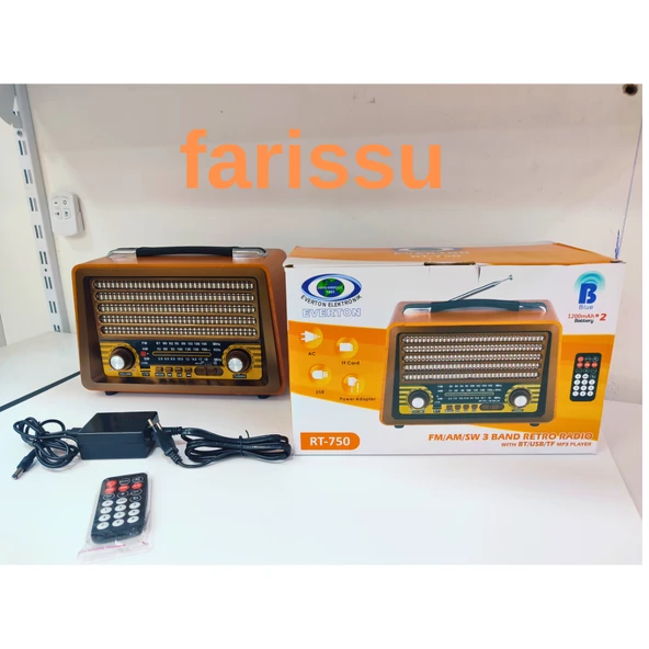 Gerçek Ahşap Eskitme Görünümlü RT-750 Nostaljik Müzik Kutusu – 3 Band Radyo / Bluetooth / USB - 8