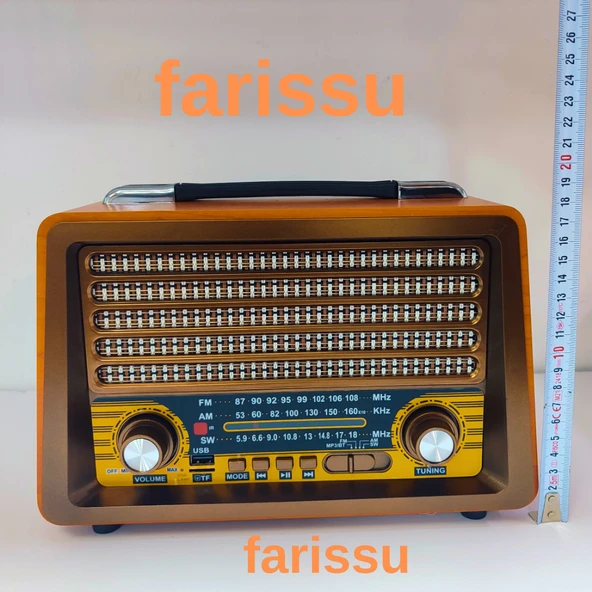 Gerçek Ahşap Eskitme Görünümlü RT-750 Nostaljik Müzik Kutusu – 3 Band Radyo / Bluetooth / USB - 4