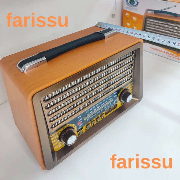Gerçek Ahşap Eskitme Görünümlü RT-750 Nostaljik Müzik Kutusu – 3 Band Radyo / Bluetooth / USB - 6