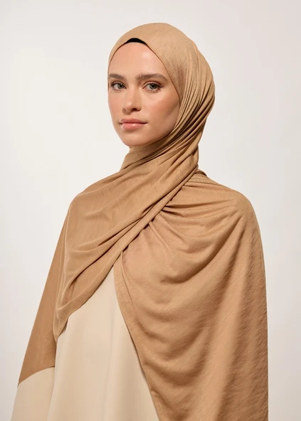 Tesettür Şal - Camel Penye - Resim 4